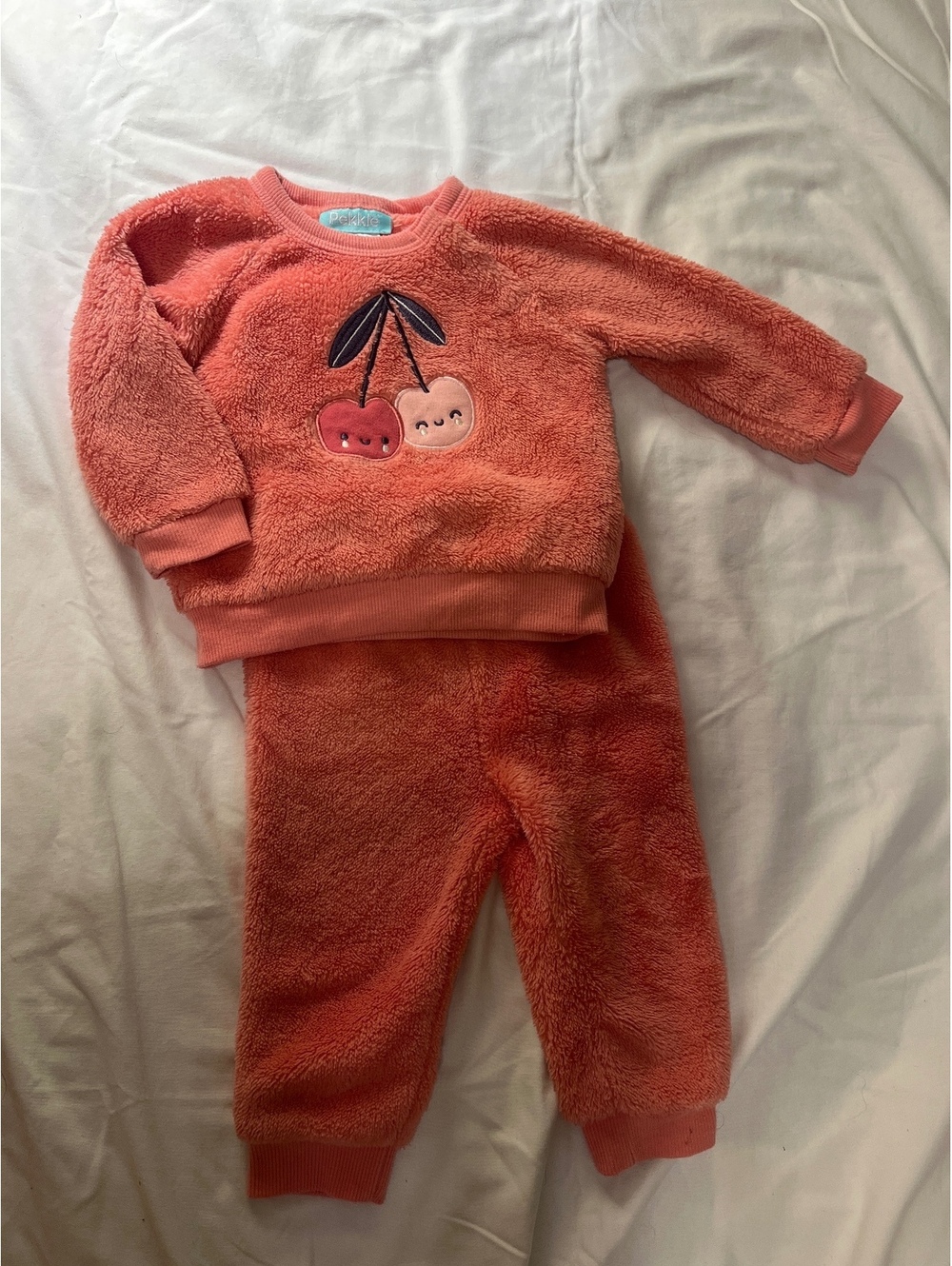 Pekkle Baby Fleece Sweatshirt and Pants Set 9 Months Coral Pink
